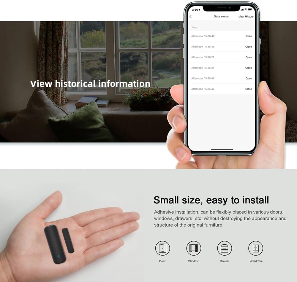 UanTii Tuya Smart Door/Window Open/Close Detector WiFi Door Contact Smart Home Security System Works with Smart Life App Woks with Alexa Works with Google Home