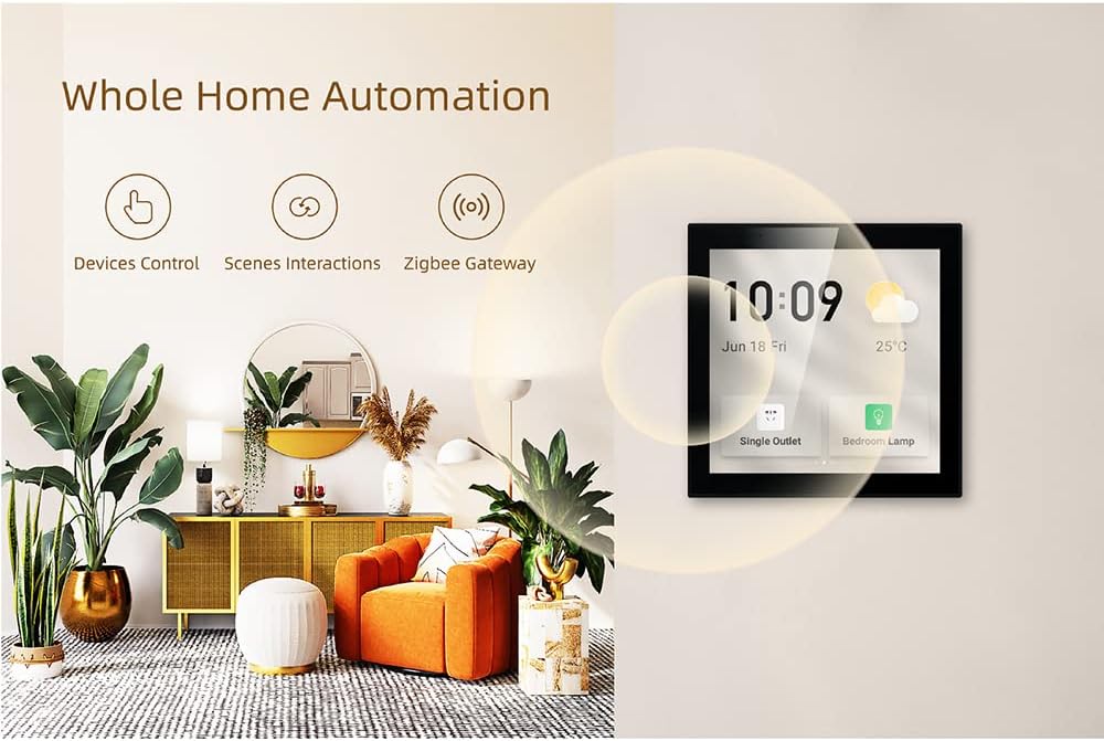 Diewu Smart Home Panel Multi-Functional WiFi Smart Scene Wall Switch ZigBee BT Function APP Remote wi 4-inch LCD Touch Screen Clo Date Temperature Wea er Display