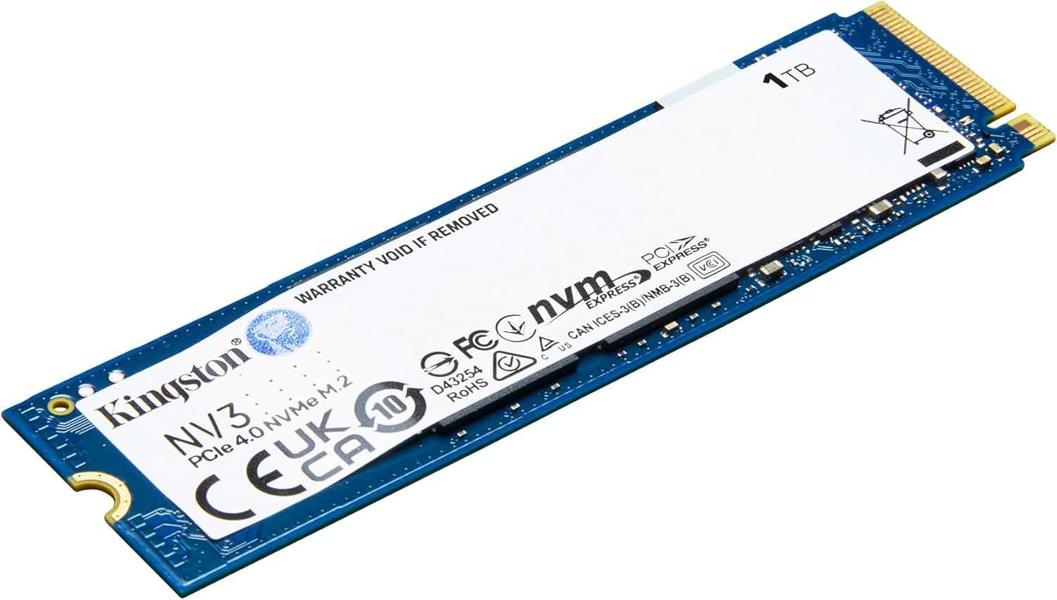 Kingston NV3 PCIe 4.0 NVMe M.2 SSD 1000G(1TB), SNV3S/1000G, Upto 6,000MB/s