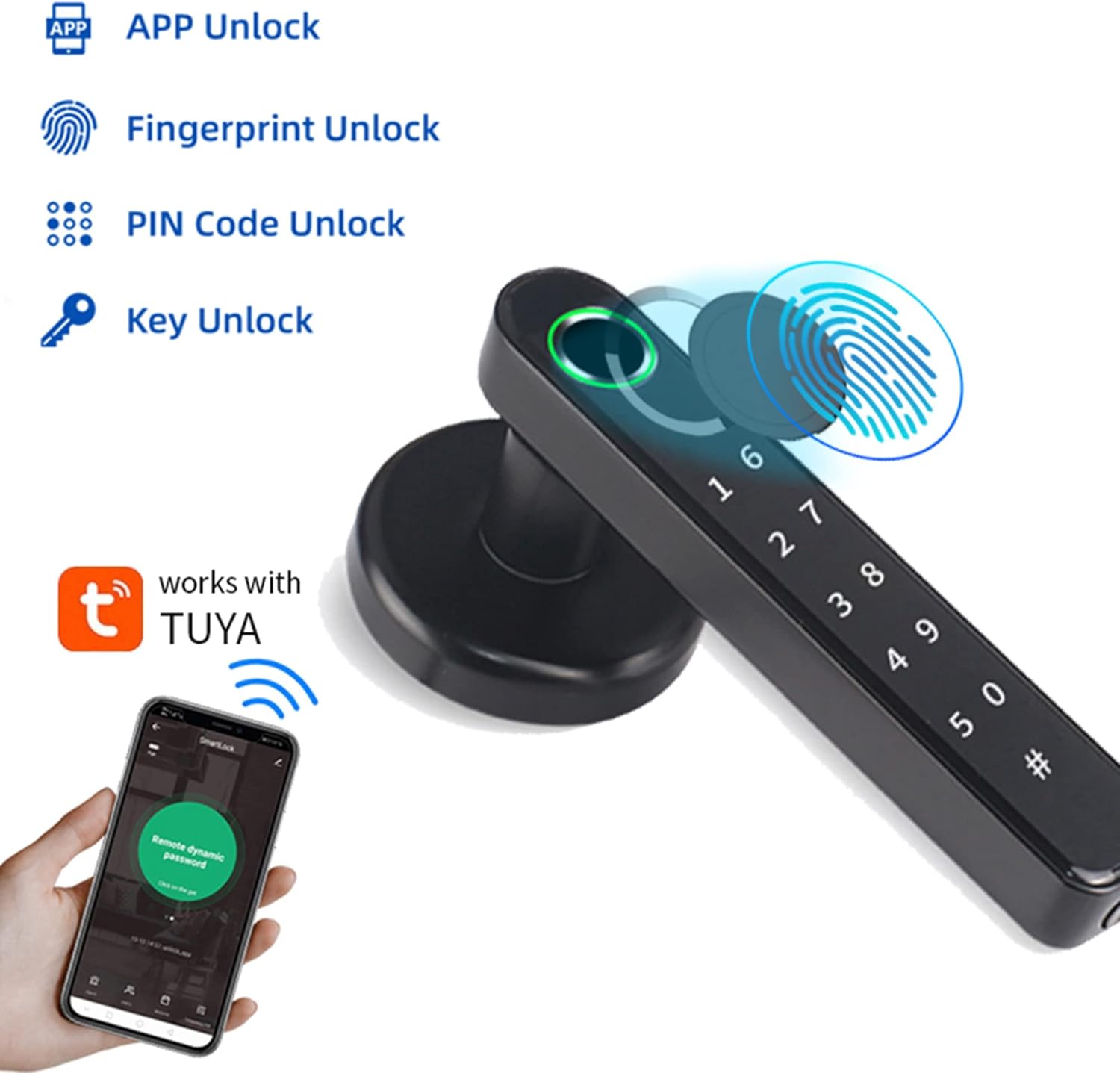 TEKXDD Smart Lock Fingerprint Door Lock, Keypad Deadbolt Lock Keyless Entry Door Lock Deadbolt, Front Door Lock with Key, Fingerprint Lock for Door, Biometric Electronic Door Locks with Deadbolt