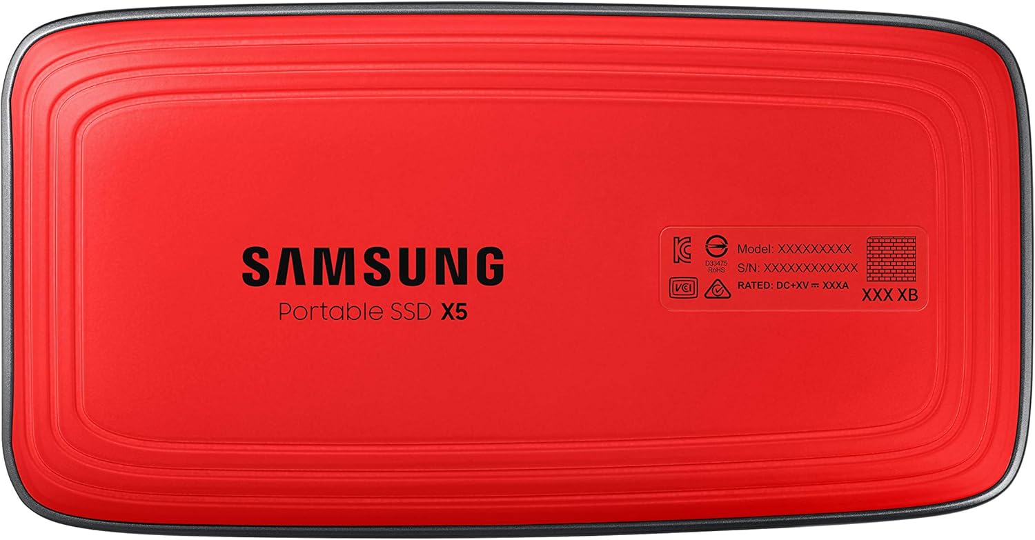 SAMSUNG X5 Portable SSD 1TB - Up to 2800MB/s -Thunderbolt 3 NVMe External Solid State Drive, Gray/Red (MU-PB1T0B/AM)