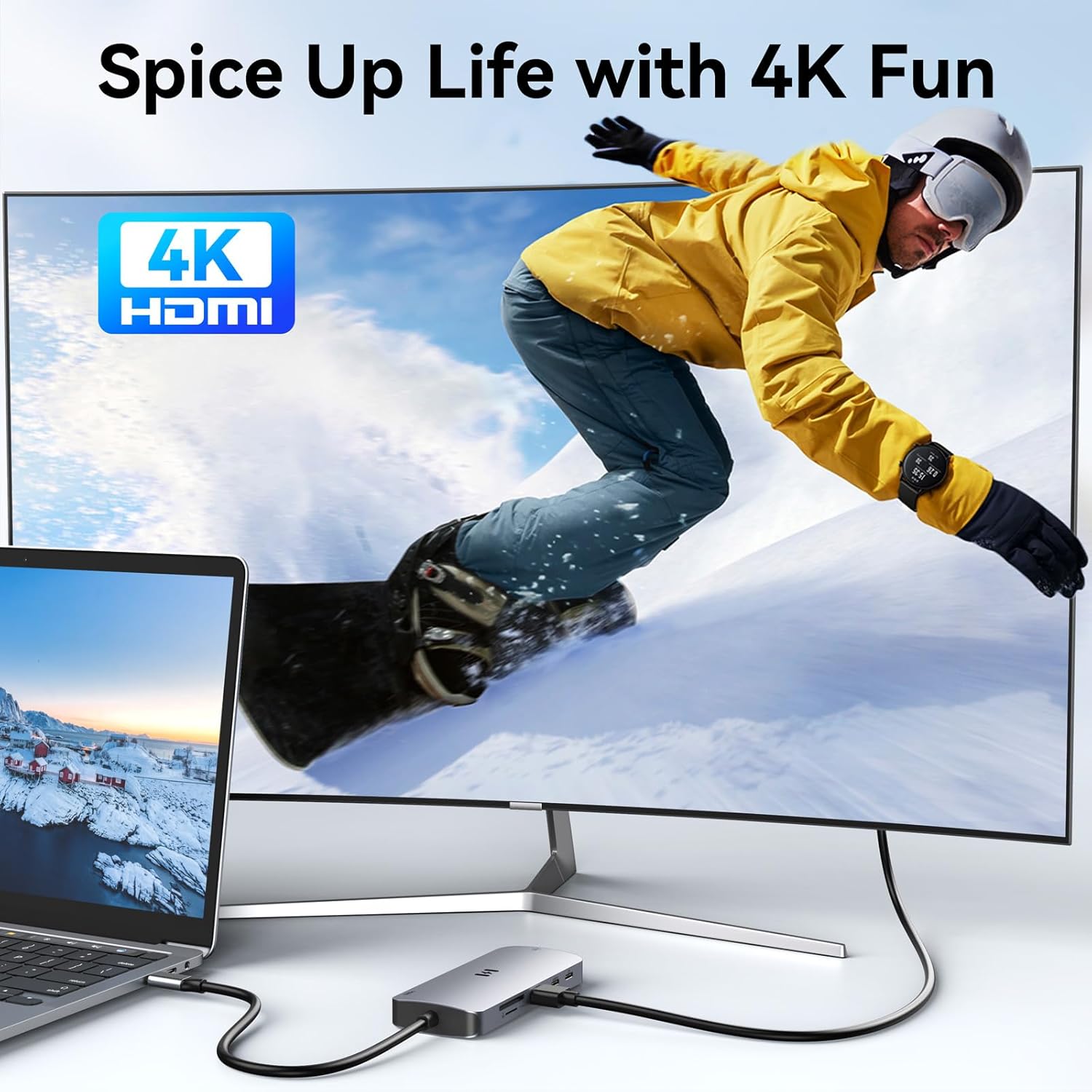 Selore&S-Global 9-in-1 USB-C Hub – 4K HDMI, 2×USB-C 3.1 Gen2 10Gbps, Ethernet, USB 3.1 10Gbps, 2×USB 3.0, Compact Multiport Adapter