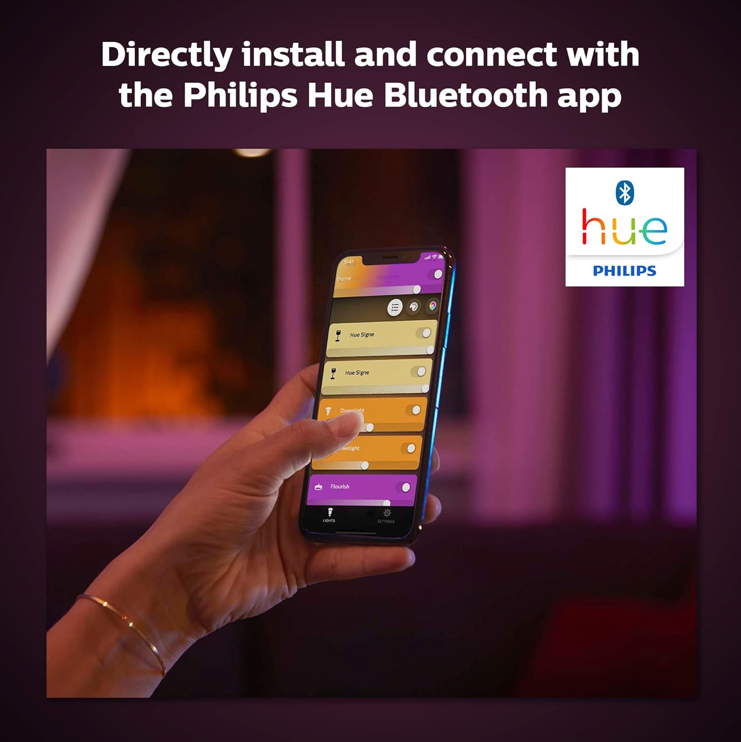 Philips Hue LightStrip Plus Dimmable LED Smart Light - Two Metre Base Kit (Compatible with Bluetooth, Amazon Alexa, Apple HomeKit, and Google Assistant), White and Colour HUESTRIPBT