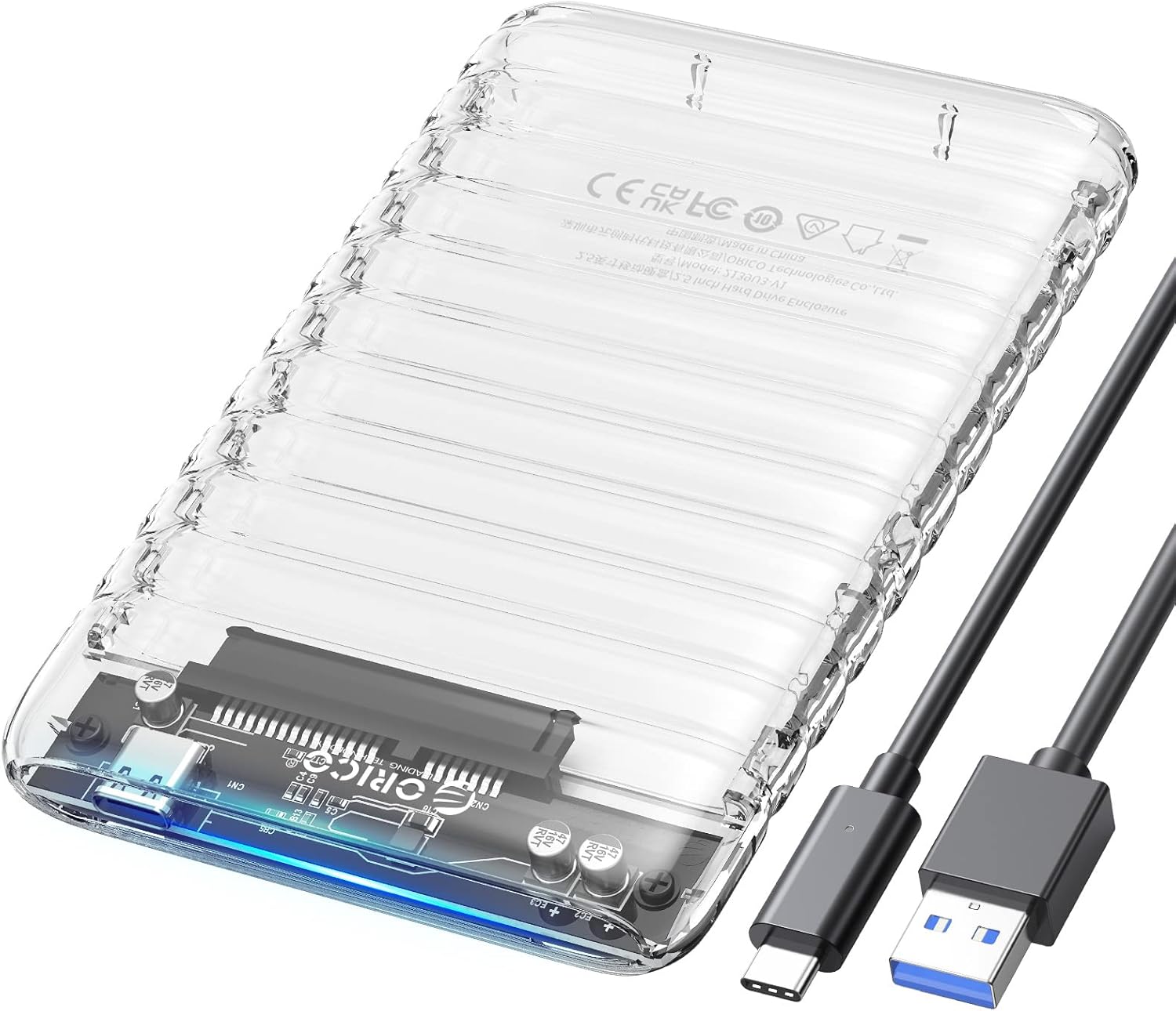 ORICO 2.5" Transparent USB-C Hard Drive Enclosure — 2139C3