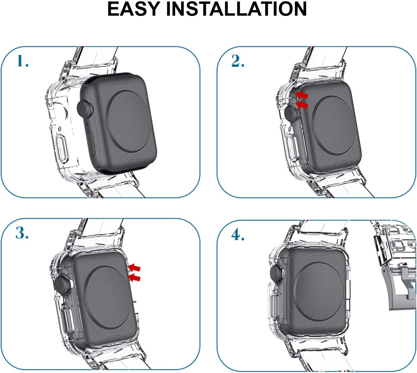 ZUSLAB iWatch Bumper Case Band Strap for Apple Watch Series 6/5/4/3/2/1/SE 42mm 44mm - Clear