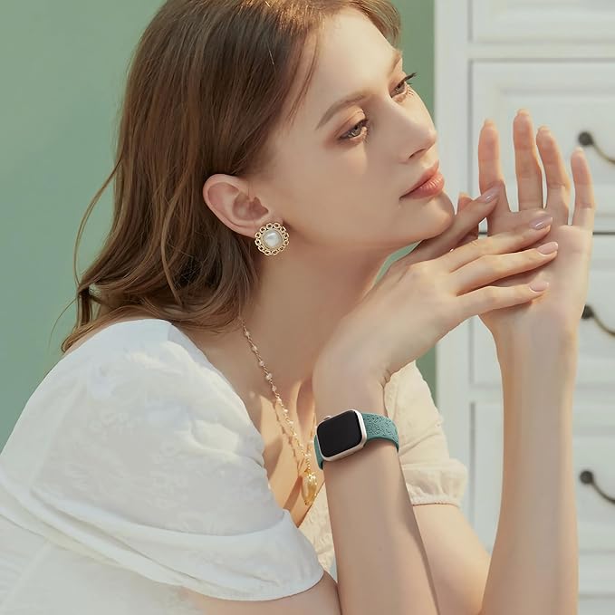 6 Pack Floral Engraved Bands Compatible with Apple Watch Band 40mm 38mm 41mm 42mm 44mm 45mm 49mm Women, Silicone Soft Cute Flower Pattern Strap for iWatch Series Ultra Ultra 2 SE 9 8 7 6 5 4 3 2 1