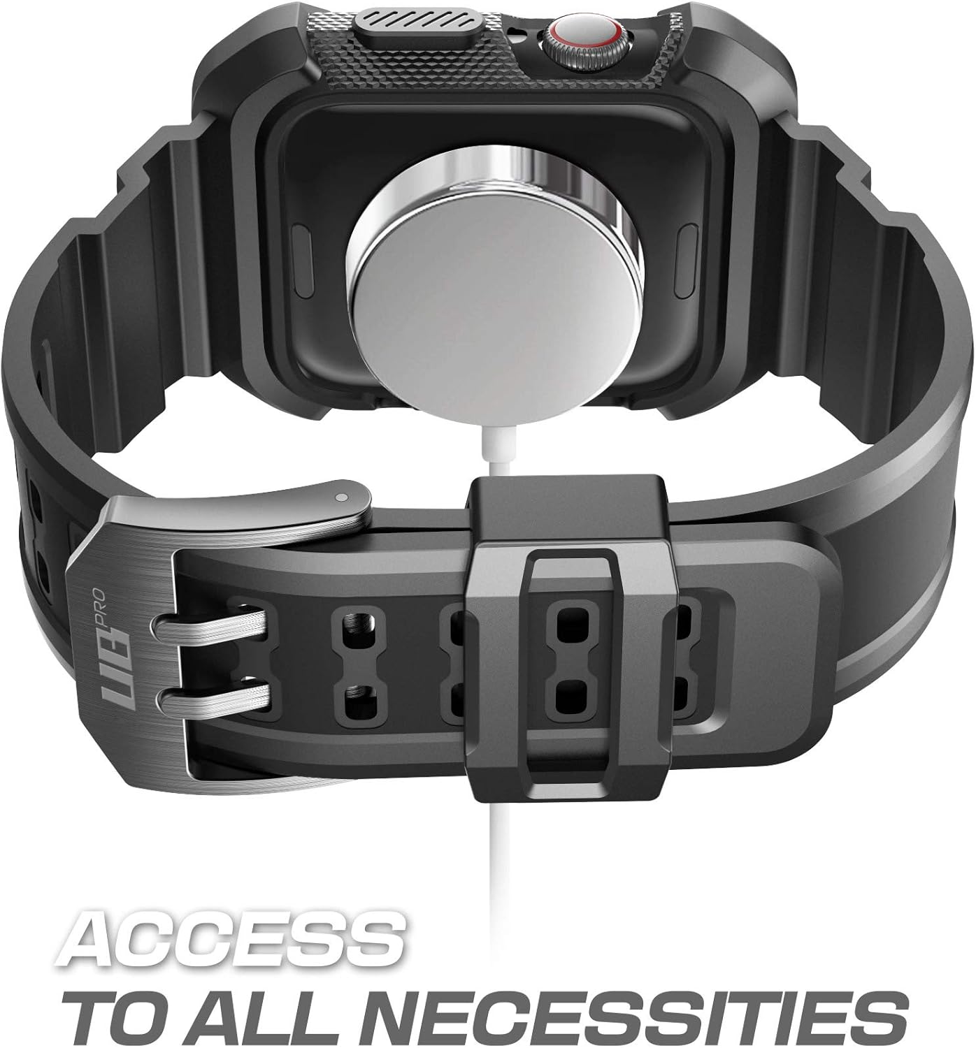 SUPCASE [Unicorn Beetle Pro] Designed for Apple Watch Series 7/6/SE/5/4 [45/44mm], Rugged Protective Case with Strap Bands (Black)