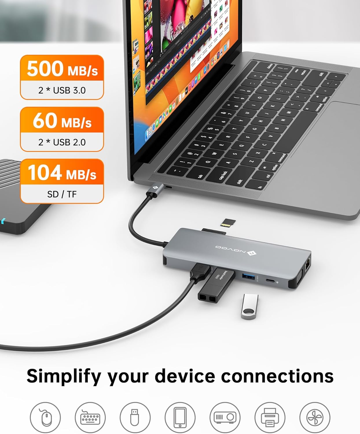 NOVOO USB C Docking Station Triple Monitor, 11 in 1 USB-C to Dual HDMI Adapter VGA Gigabit Ethernet 100W PD 4USB Ports, USB C Hub Thunderbolt 3/4 Dock Compatible for MacBook and Other USB Laptops