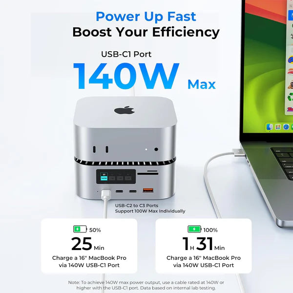 RayCue All-in-One Charger Dock for Mac Mini M4 (US Plug)-3