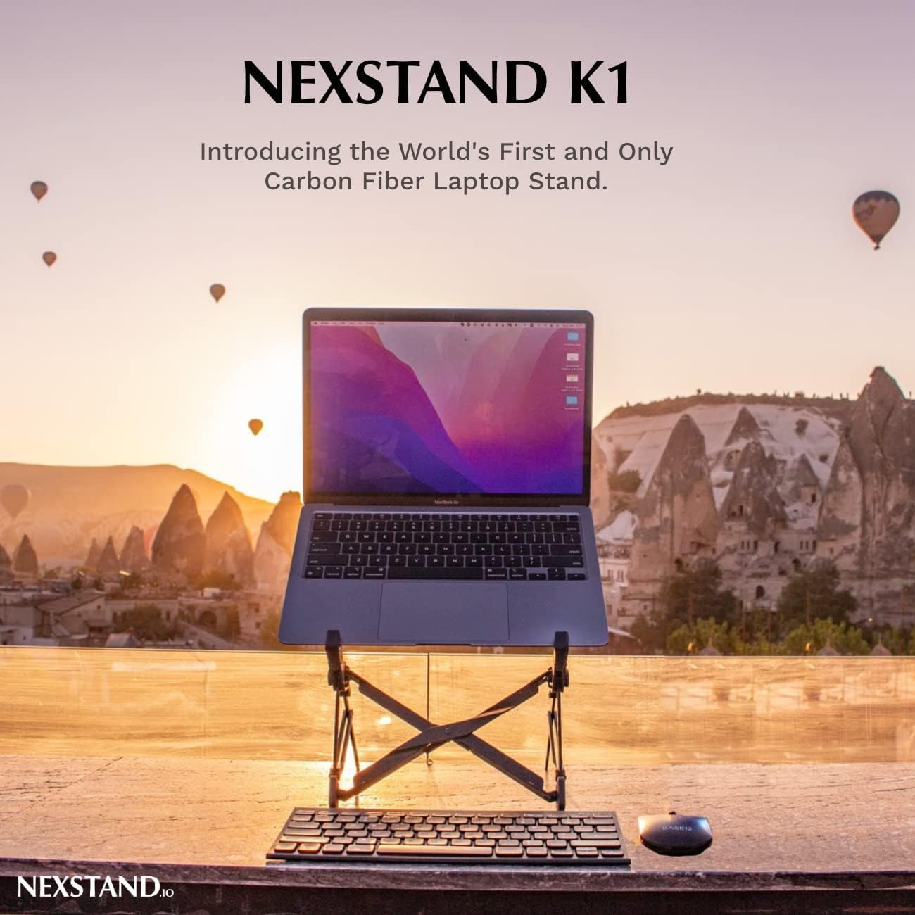 NEXSTAND K1 Laptop Stand, Carbon Fiber Foldable Portable Desktop Laptop Holder, 7 Levels Height Adjustable Ergonomic Laptop Riser