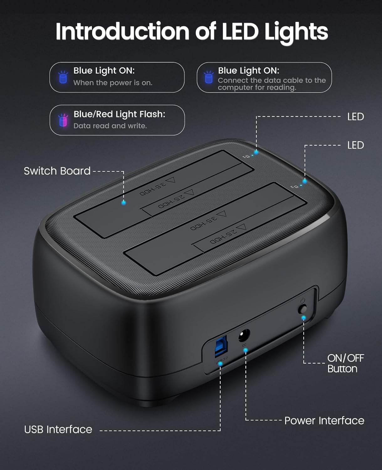 ORICO Dual Bay Hard Drive Docking Station USB 3.0 to SATA III (DD28U3-US)