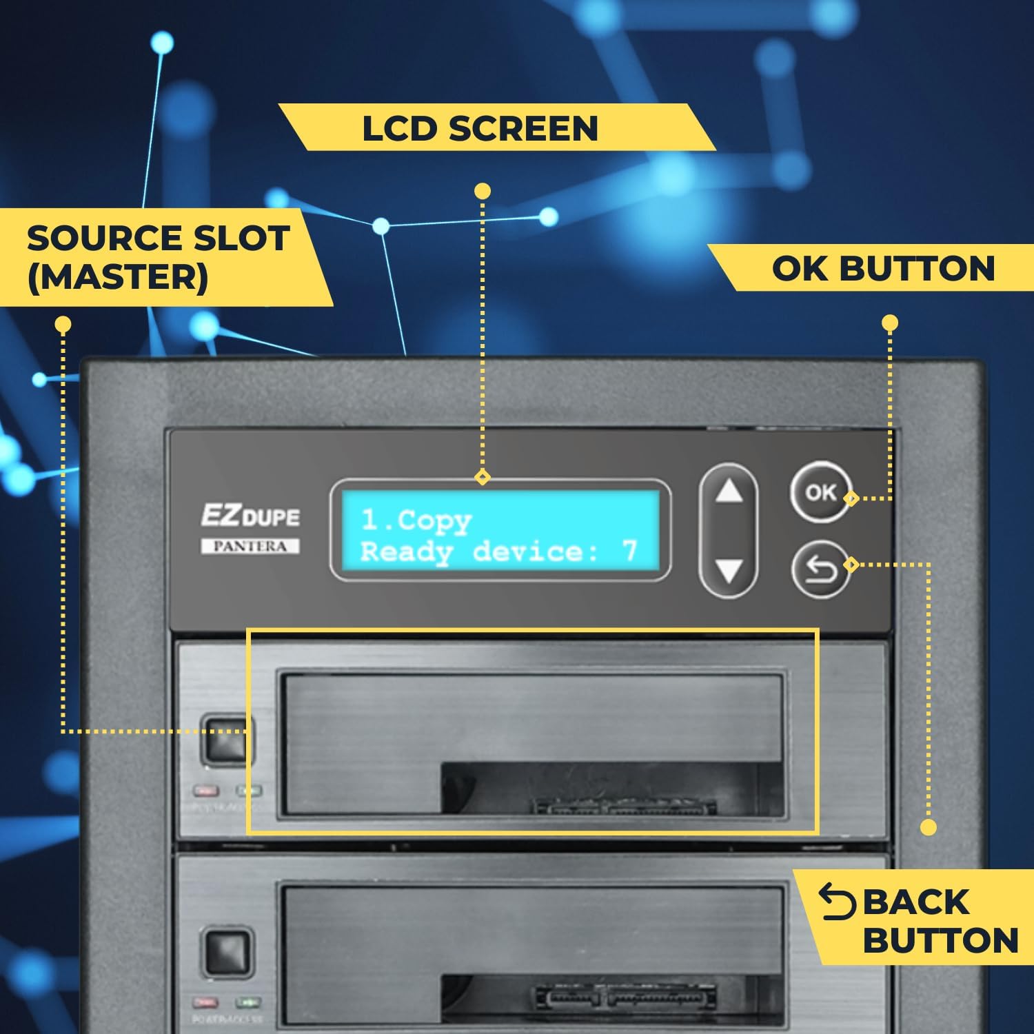 EZ DUPE 1-24 HD Pantera Duplicator (150MB/s) - SATA HDD SSD Cloner & Sanitizer
