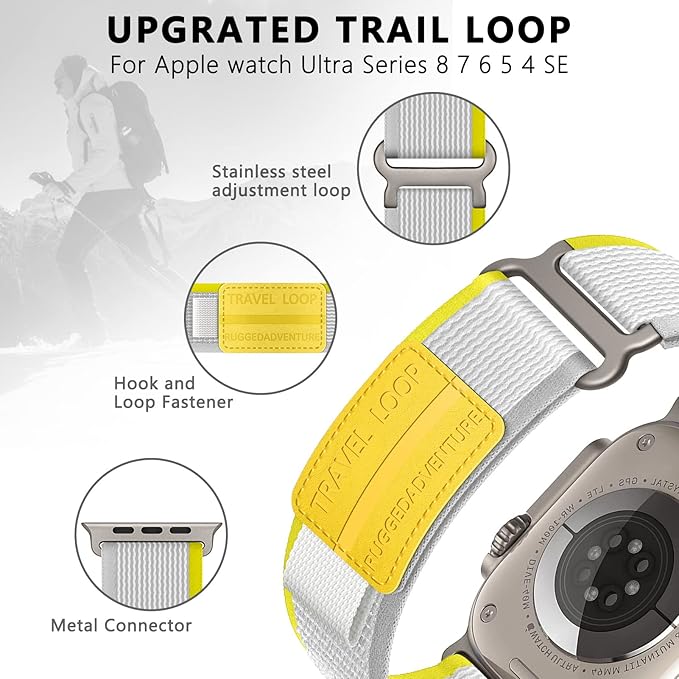SOLOLUP Trail Loop for apple watch ultra 2 bands 49mm 46mm 45mm 44mm 42mm 41mm 40mm 38mm iWatch ultra 2 bands for men Women, Rugged Sport band Soft Nylon for apple watch ultra band SE 10 9 8 7 6 5 4 3