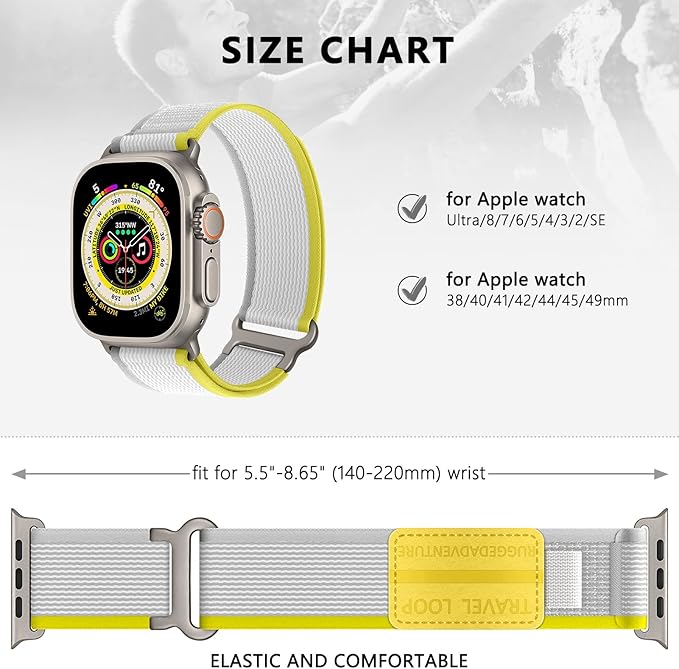 SOLOLUP Trail Loop for apple watch ultra 2 bands 49mm 46mm 45mm 44mm 42mm 41mm 40mm 38mm iWatch ultra 2 bands for men Women, Rugged Sport band Soft Nylon for apple watch ultra band SE 10 9 8 7 6 5 4 3