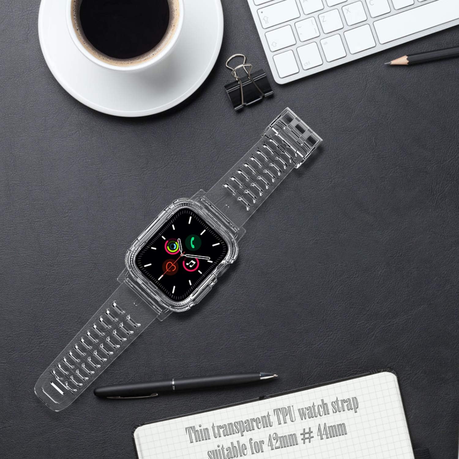 ZUSLAB iWatch Bumper Case Band Strap for Apple Watch Series 6/5/4/3/2/1/SE 42mm 44mm - Clear