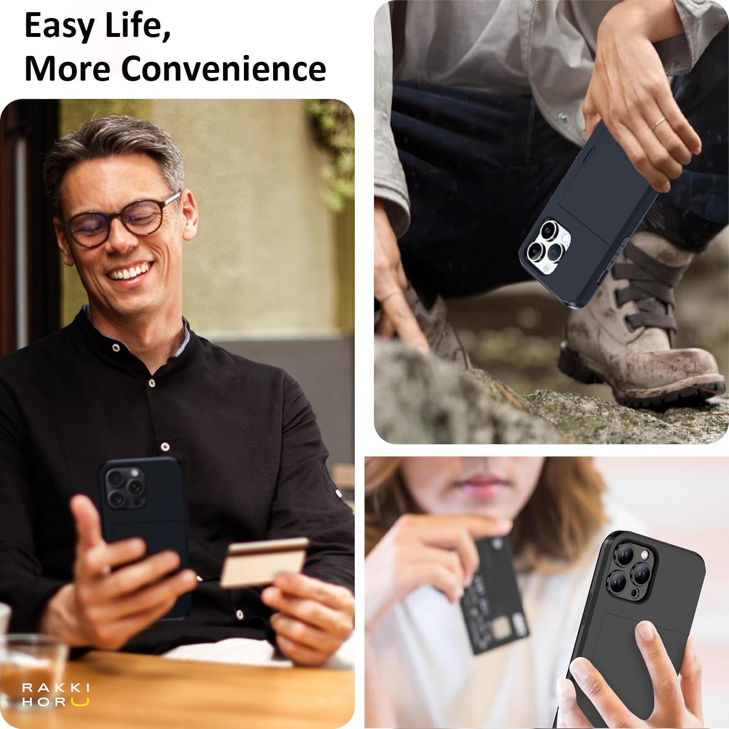 for iPhone 11 Pro Case with Credit Card Holder, Areaphmet Wallet Case Slide Cover Dual Layer Hard PC Rubber Cover Phone Case for iPhone 11 Pro 5.8'' 2019 Black