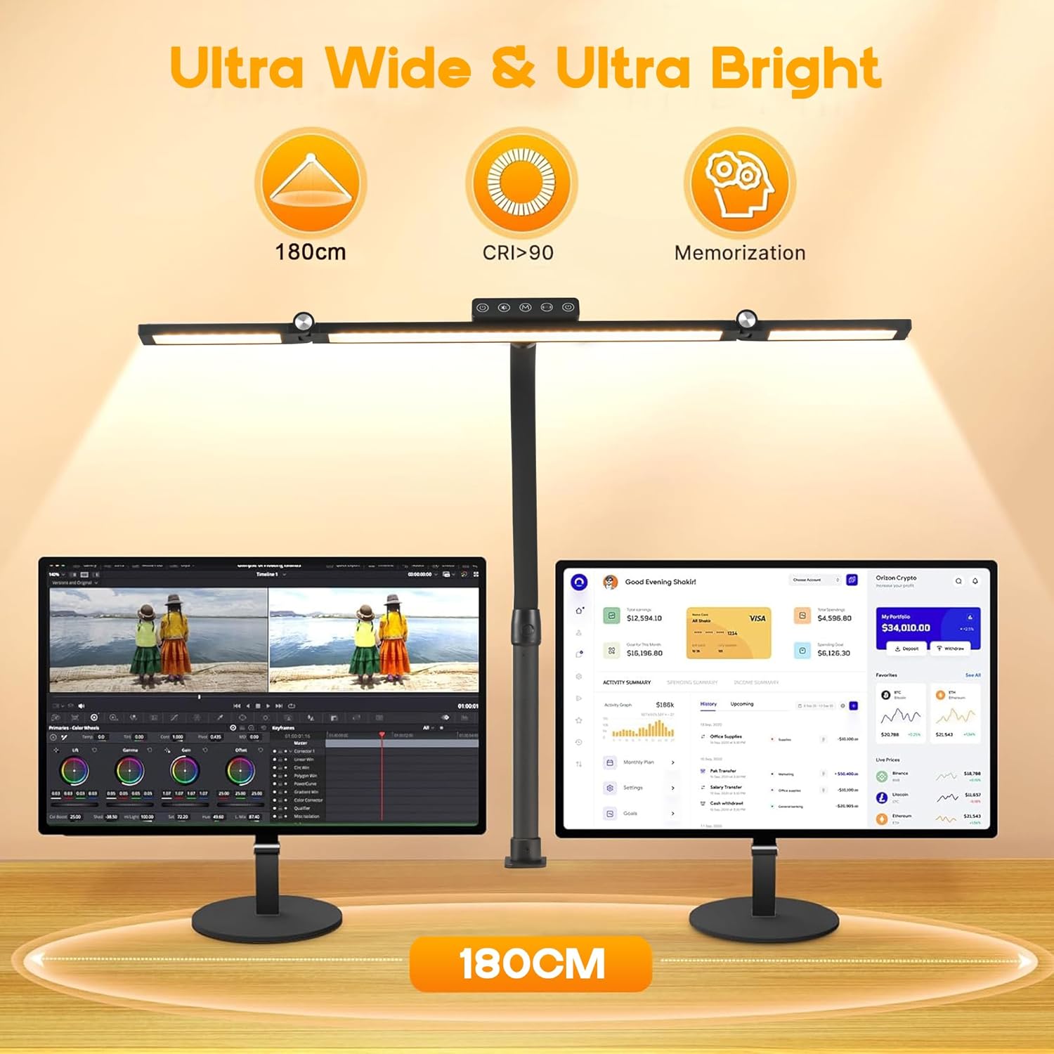 Anyuainiya LED Desk Lamp with Clamp — 24W Architect Light