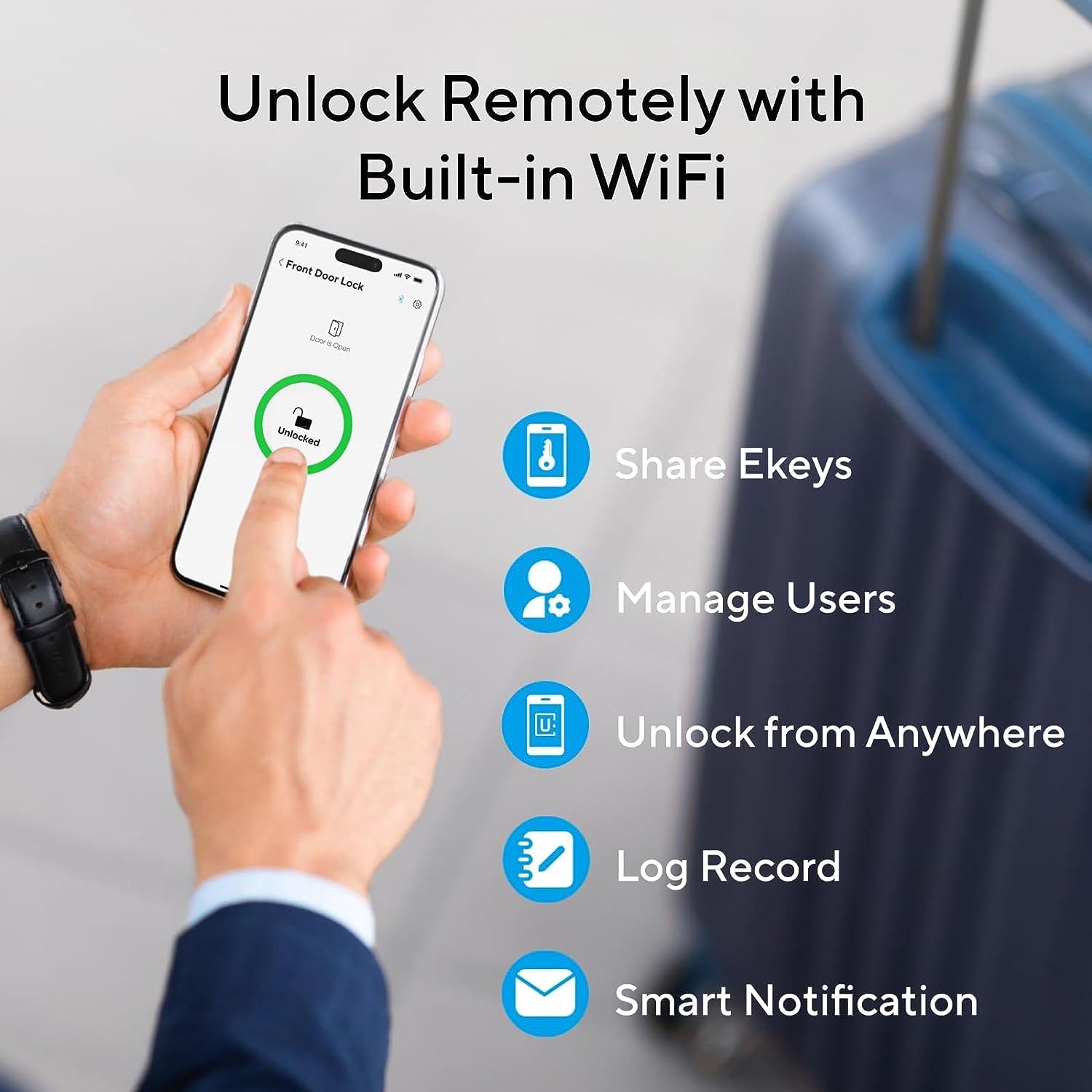 ULTRALOQ U-Bolt Pro WiFi Smart Lock with Built-in WiFi,8-in-1 Keyless Entry Door Lock with Door Sensor,Fingerprint Deadbolt,WiFi Door Lock,App Remote Control,Door Status Alert,Voice Control with Alexa