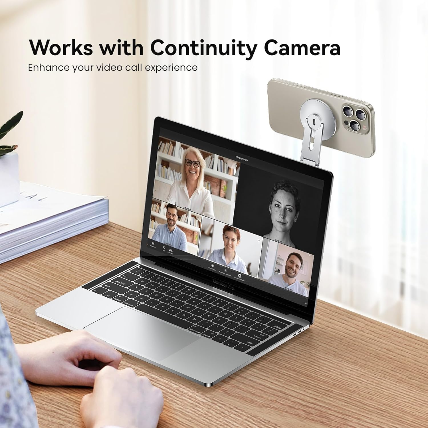 Magnetic Laptop Phone Holder with Wireless Charging (MagSafe Compatible)-4