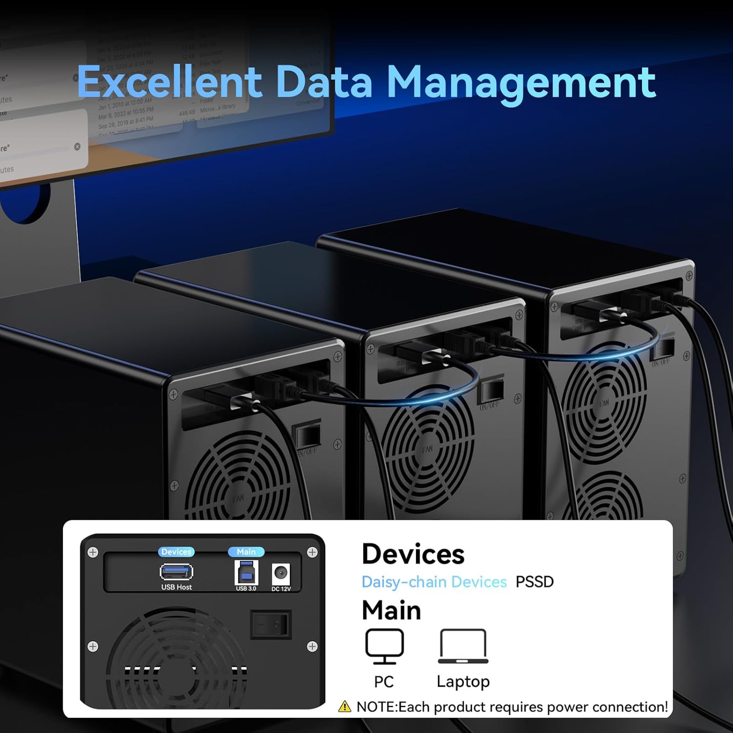 CENMATE 6-Bay Hard Drive Enclosure — USB 3.0, Aluminum with Cooling Fan