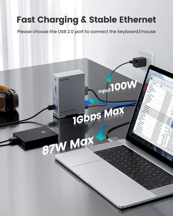 RayCue 14-in-2 USB-C Docking Station for MacBook (Dual 4K HDMI)-2