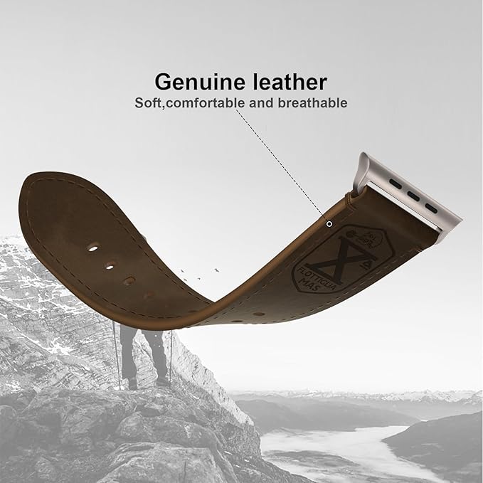 VSANT Vintage Leather Compatible with Apple Watch Ultra 2 / Ultra Band 49mm 45mm 44mm Men Women, 26mm Wide Wrazy Horse Leather Strap for iWatch Ultra Series 9 8 7 6 5 4