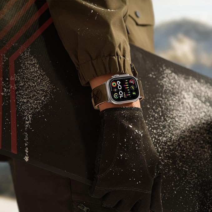 VSANT Vintage Leather Compatible with Apple Watch Ultra 2 / Ultra Band 49mm 45mm 44mm Men Women, 26mm Wide Wrazy Horse Leather Strap for iWatch Ultra Series 9 8 7 6 5 4