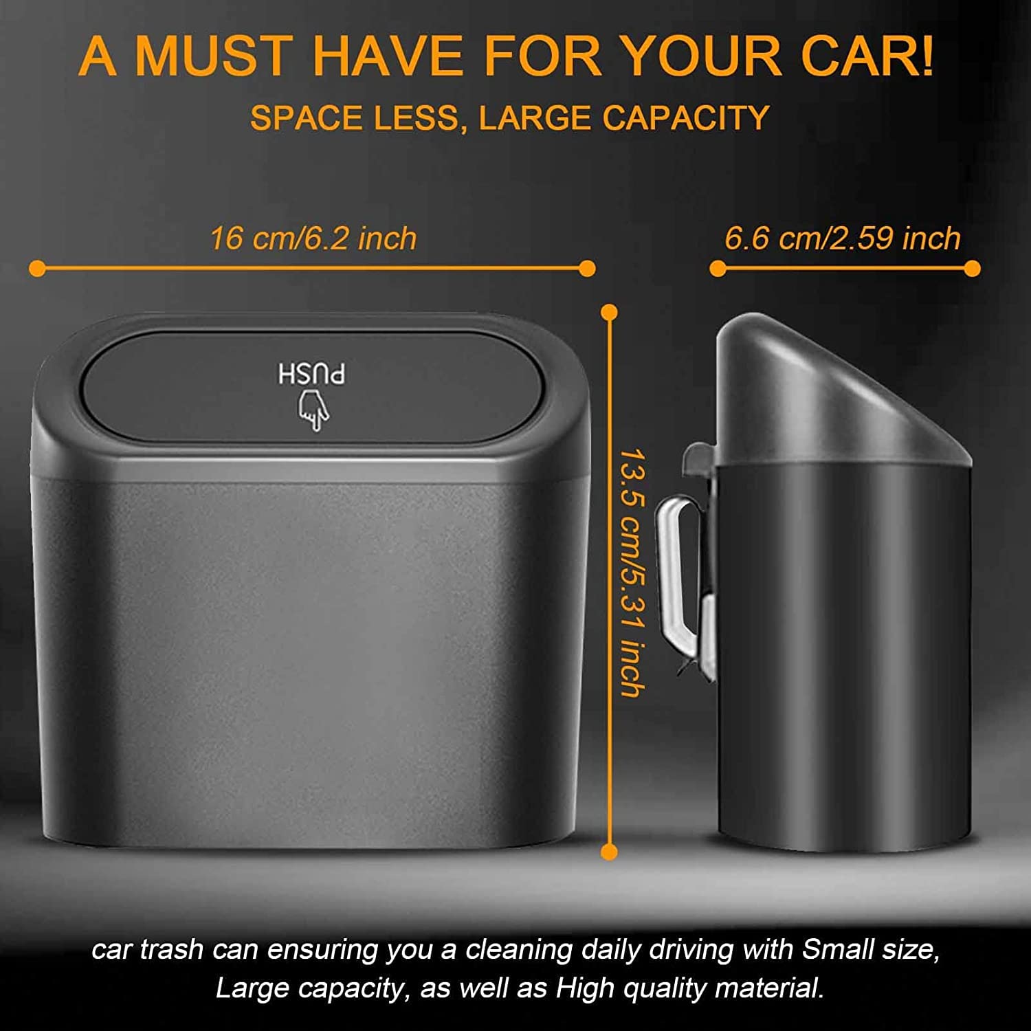 Yamibobo Car Trash Can Bin with Lid & 105PCS Trash Bags Small Car Garbage Can Leakproof Mini Car Accessories Trash Bin Car Dustbin Organizer Container for Car Office Home