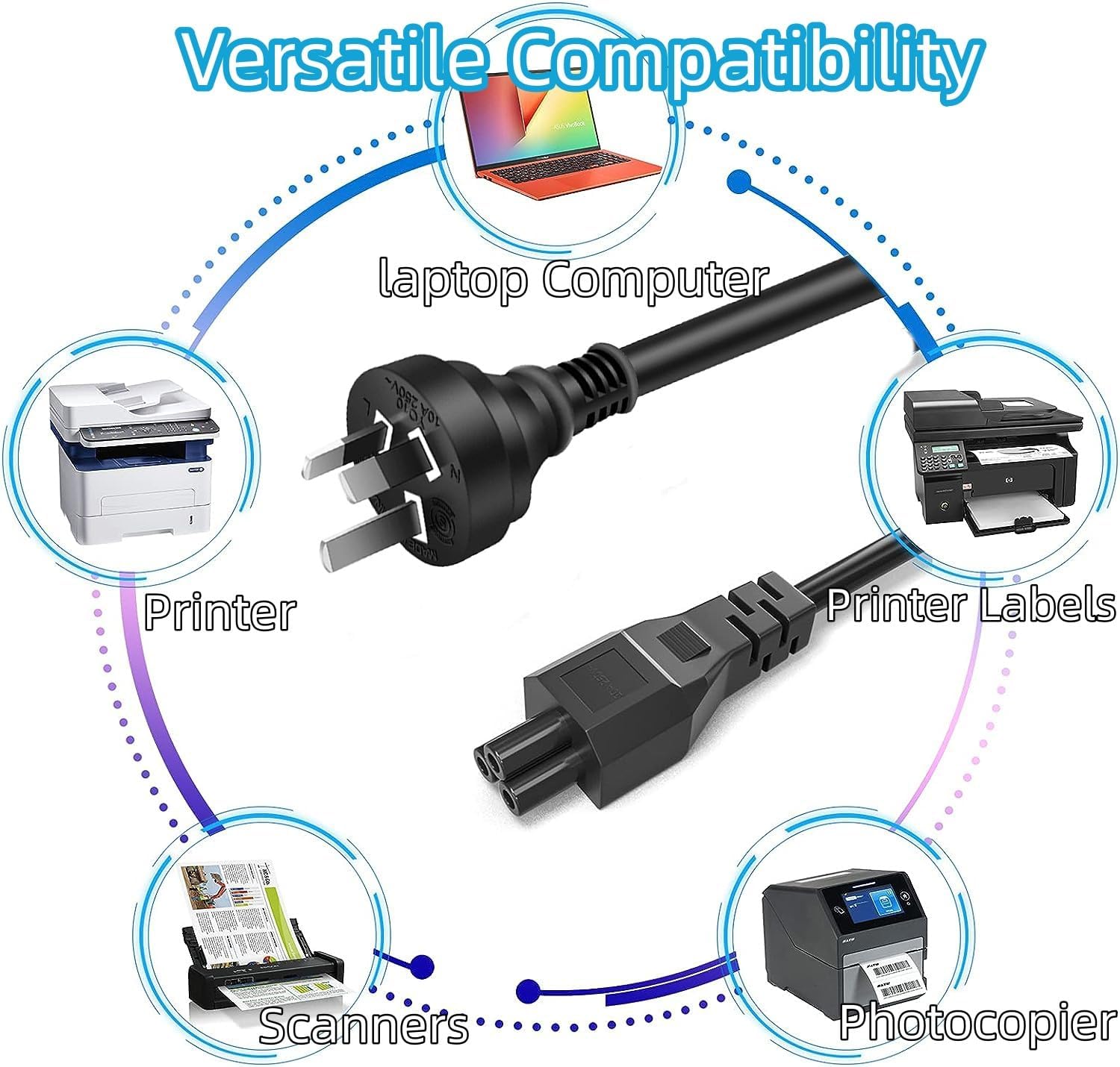 AU 3 Pin to IEC 320 C5 Power Cable (Cloverleaf, 250V)-6