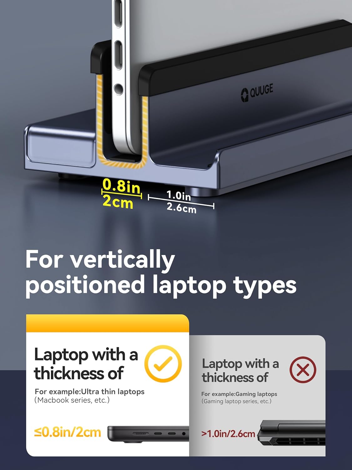 USB C Docking Station Laptop Vertical Stand, QUUGE 8 in 1 USB C Dock with 4K 60Hz HDMI 2.0, 1Gbps Ethernet, 2*USB-A 5Gbps Data Transfer, 100W, TF/SD 3.0
