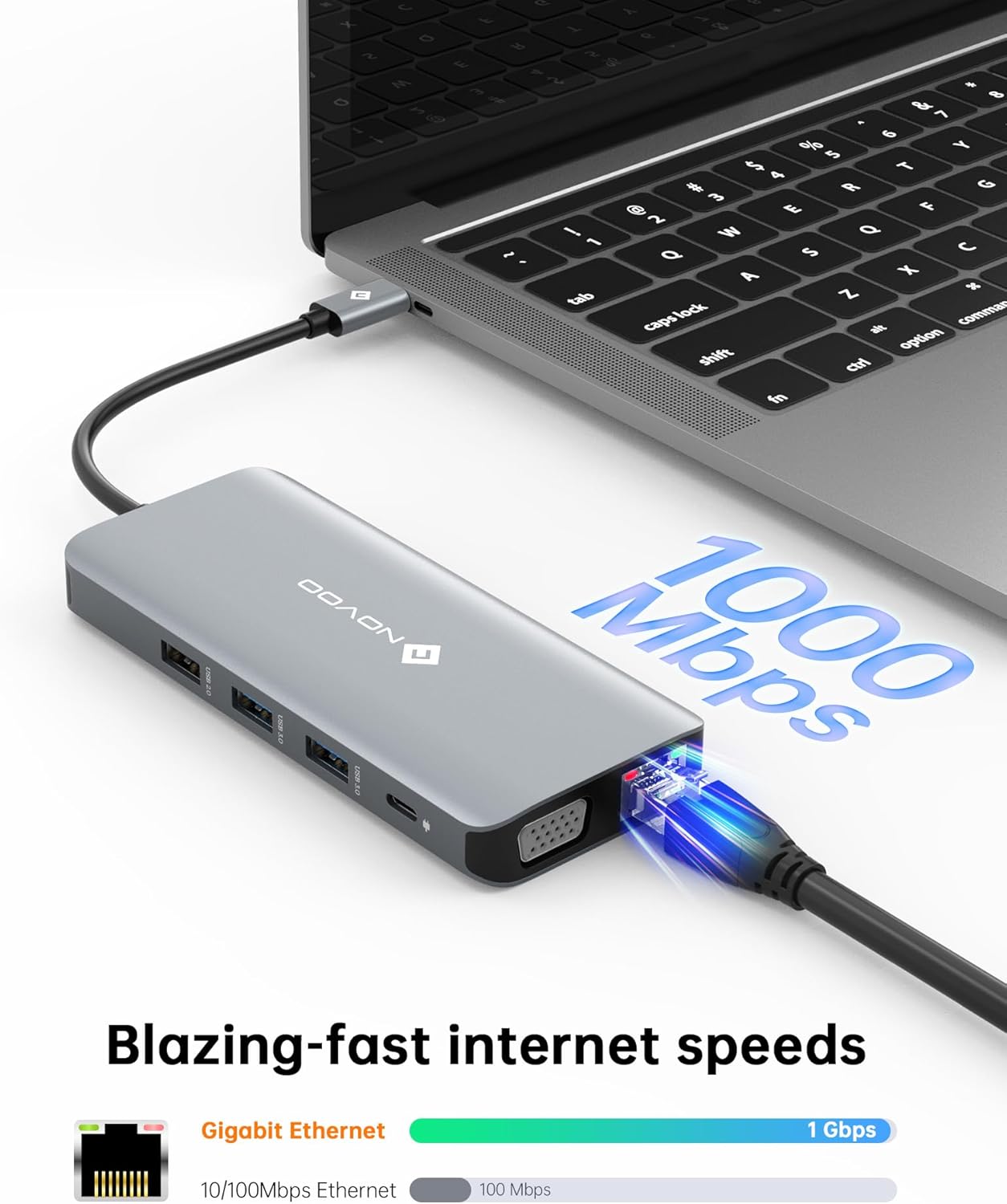 NOVOO USB C Docking Station Triple Monitor, 11 in 1 USB-C to Dual HDMI Adapter VGA Gigabit Ethernet 100W PD 4USB Ports, USB C Hub Thunderbolt 3/4 Dock Compatible for MacBook and Other USB Laptops