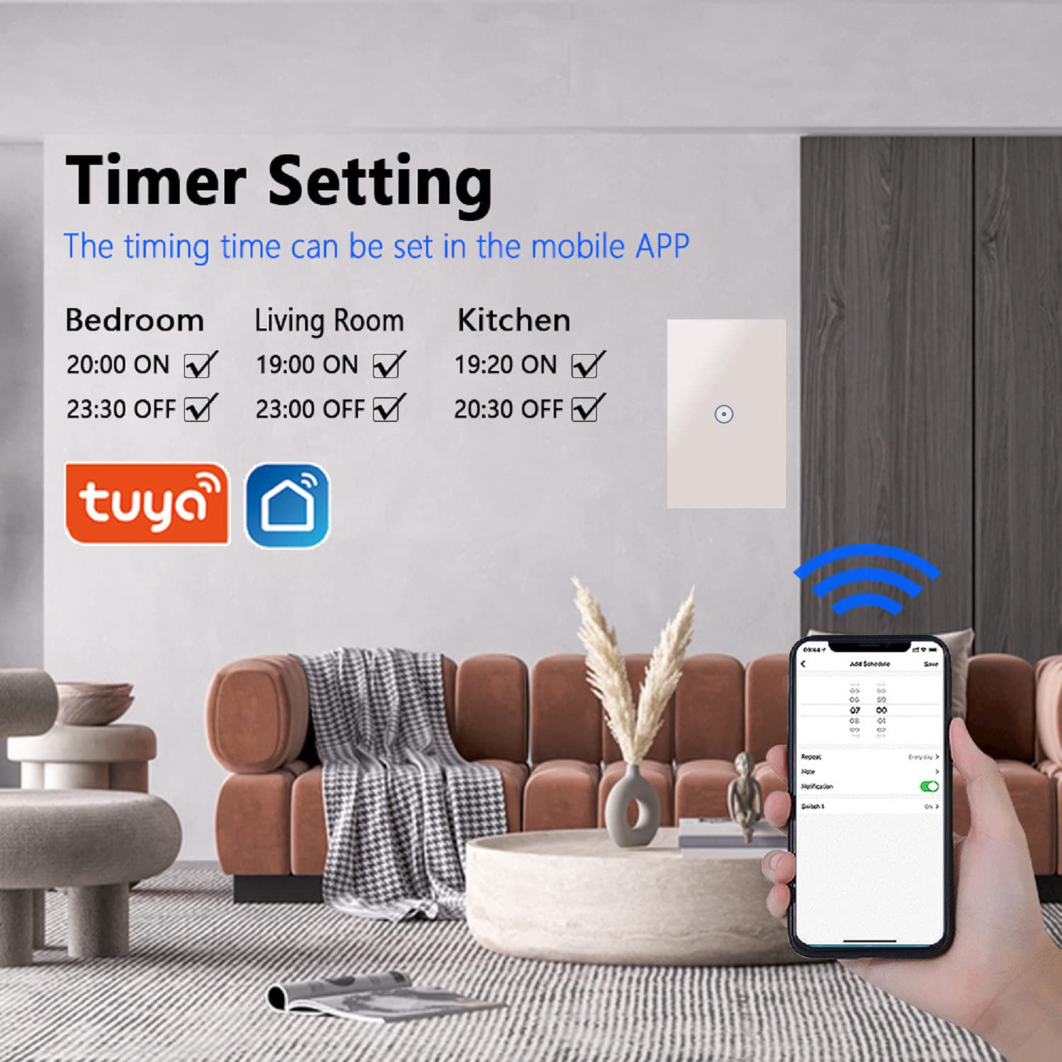 XENON Smart Light Switch, WiFi Light Switch, Touch Smart Wall Switch, WiFi Glass Panel Light Switch, Compatible with Alexa, Smart Life/Tuya Application, Remote Control (1 Way 1 Pcs)
