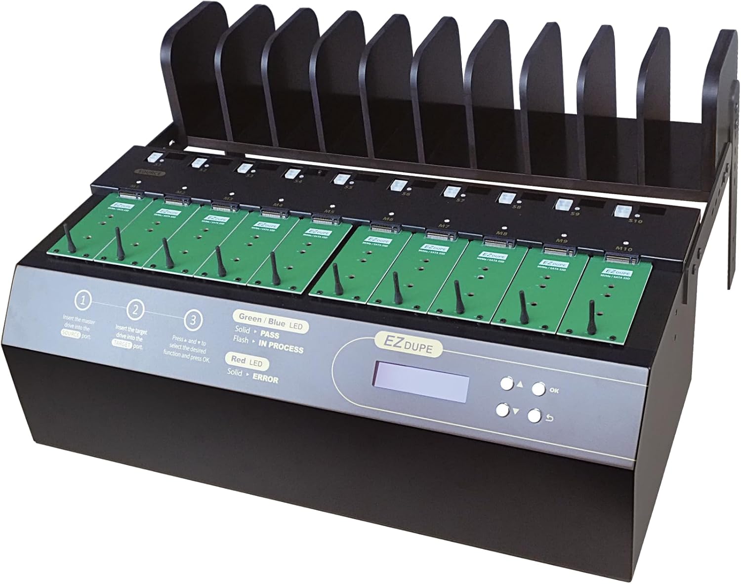 EZ DUPE 1-to-9 NVMe Cyclone Pro Duplicator & Eraser (600MB/s)