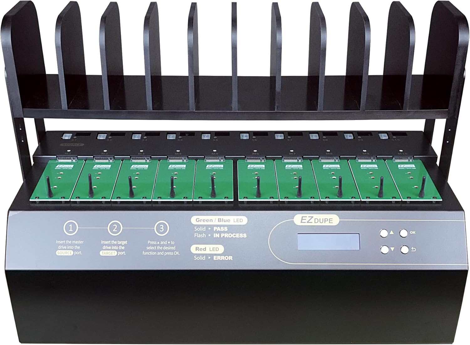 EZ DUPE 1-to-9 NVMe Cyclone Pro Duplicator & Eraser (600MB/s)