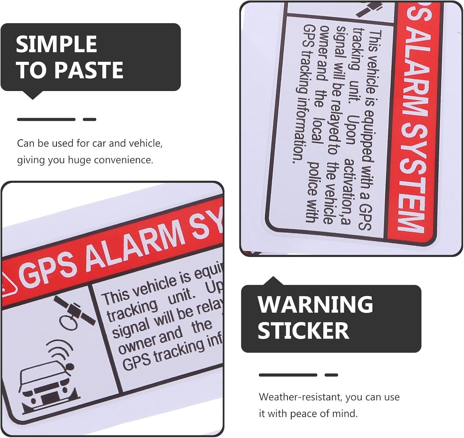iplusmile 10pcs Tracking Sticker Anti-Theft Car Vehicle Warning Sign, Self Adhesive Car Alarm Security Caution Decal Sticker for Cars, Motorcycle, Scooter, Bike Vehicle Security Sign