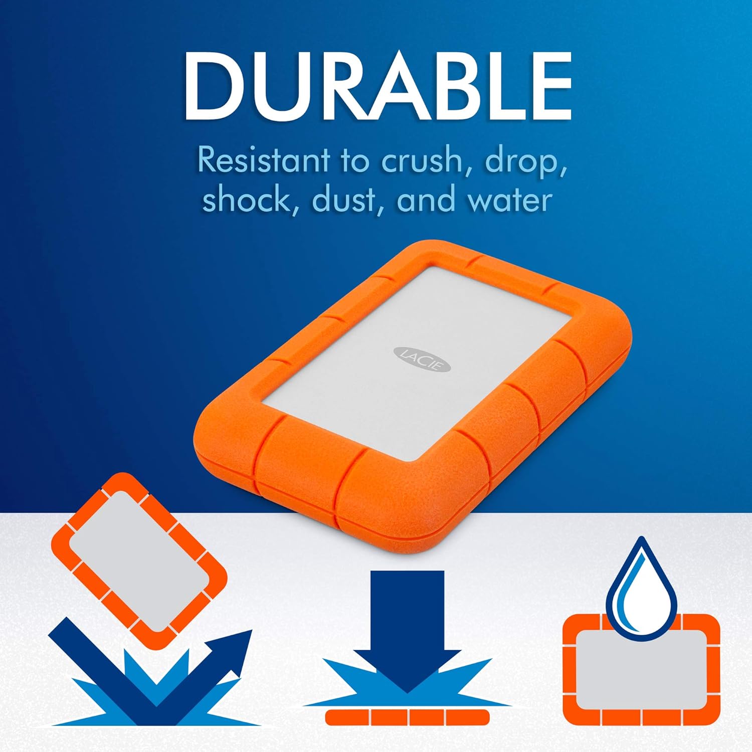 LaCie Rugged USB-C Portable External Hard Drive