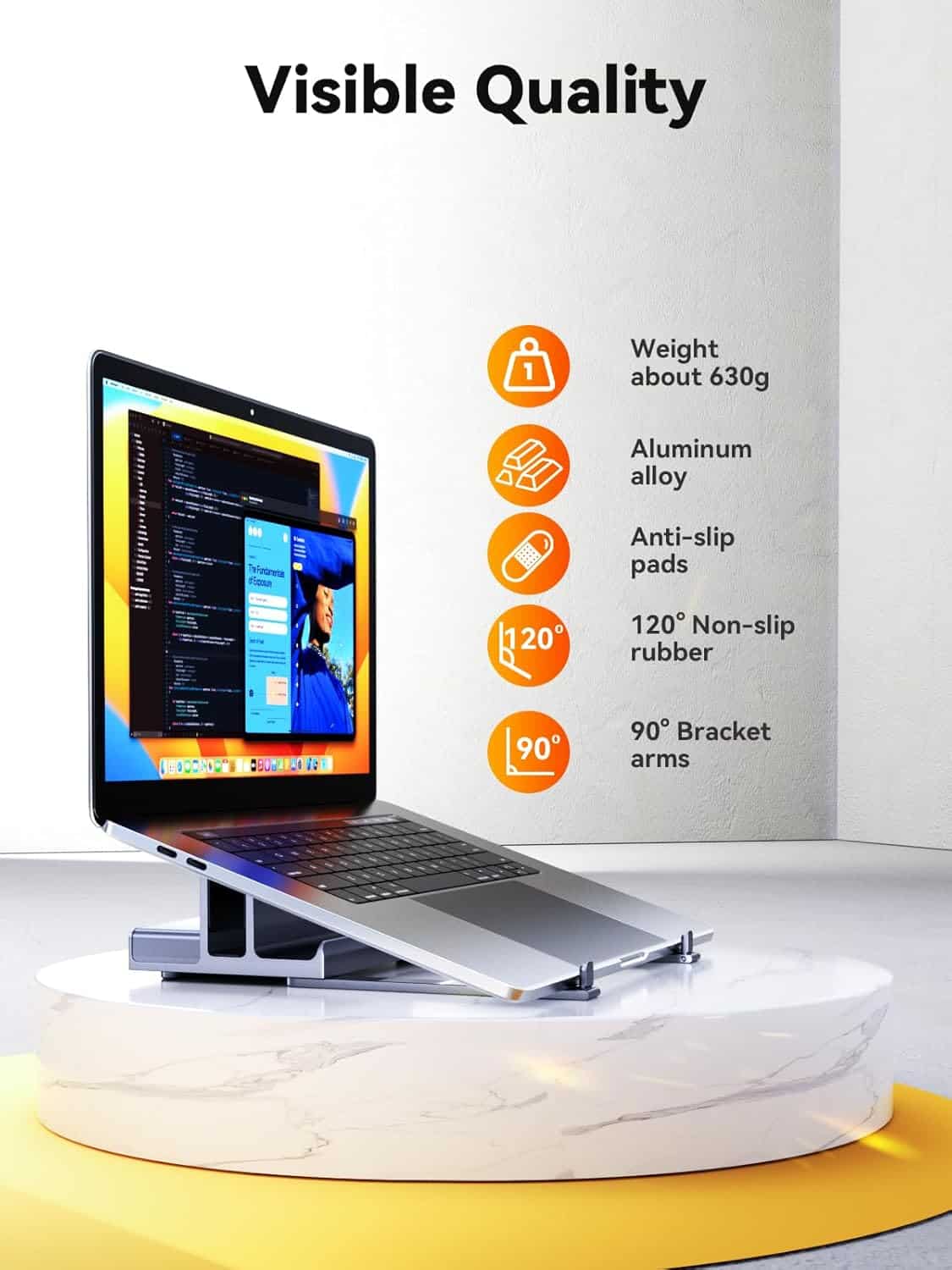 Laptop Docking Station Stand Dual 4K Monitor, QUUGE Dual HDMI Docking Station for Laptop, 2 HDMI (Single 4K@120Hz), 2 USB 3.0 Ports, 100W PD, RJ45 Ethernet