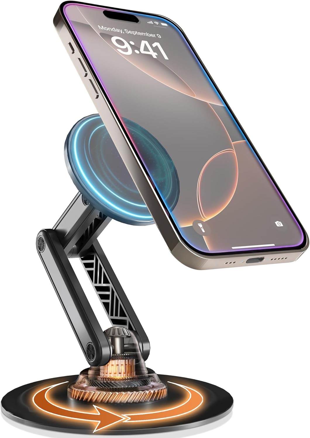 COOPER Mag360 Magnetic Phone Stand — Stealth Black (with 2 Metal Rings)