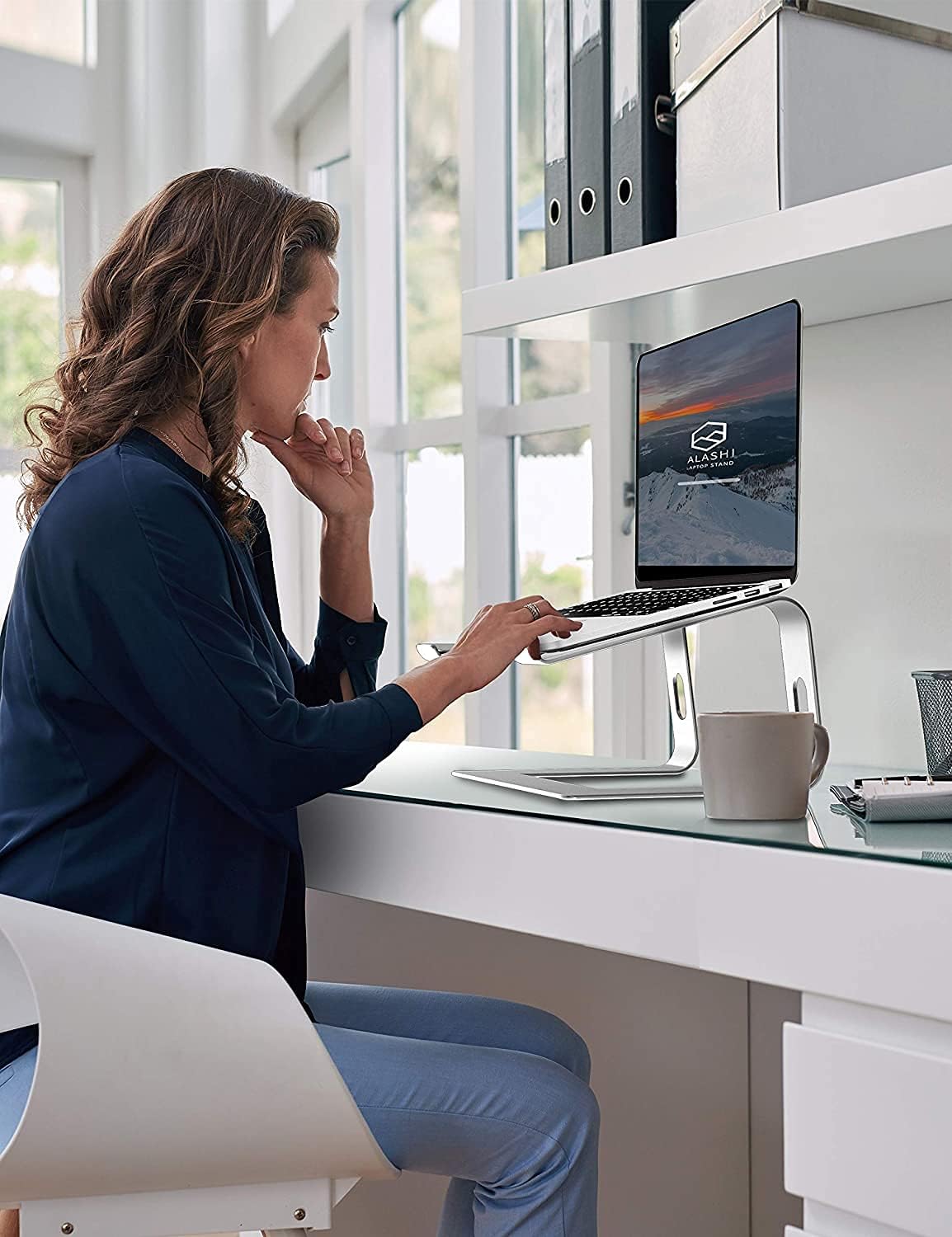 Soundance Aluminum Laptop Stand for Desk Portable Holder Ergonomic Elevator Metal Riser for 10 to 15.6 inch PC Desktop Computer, LS1 Silver
