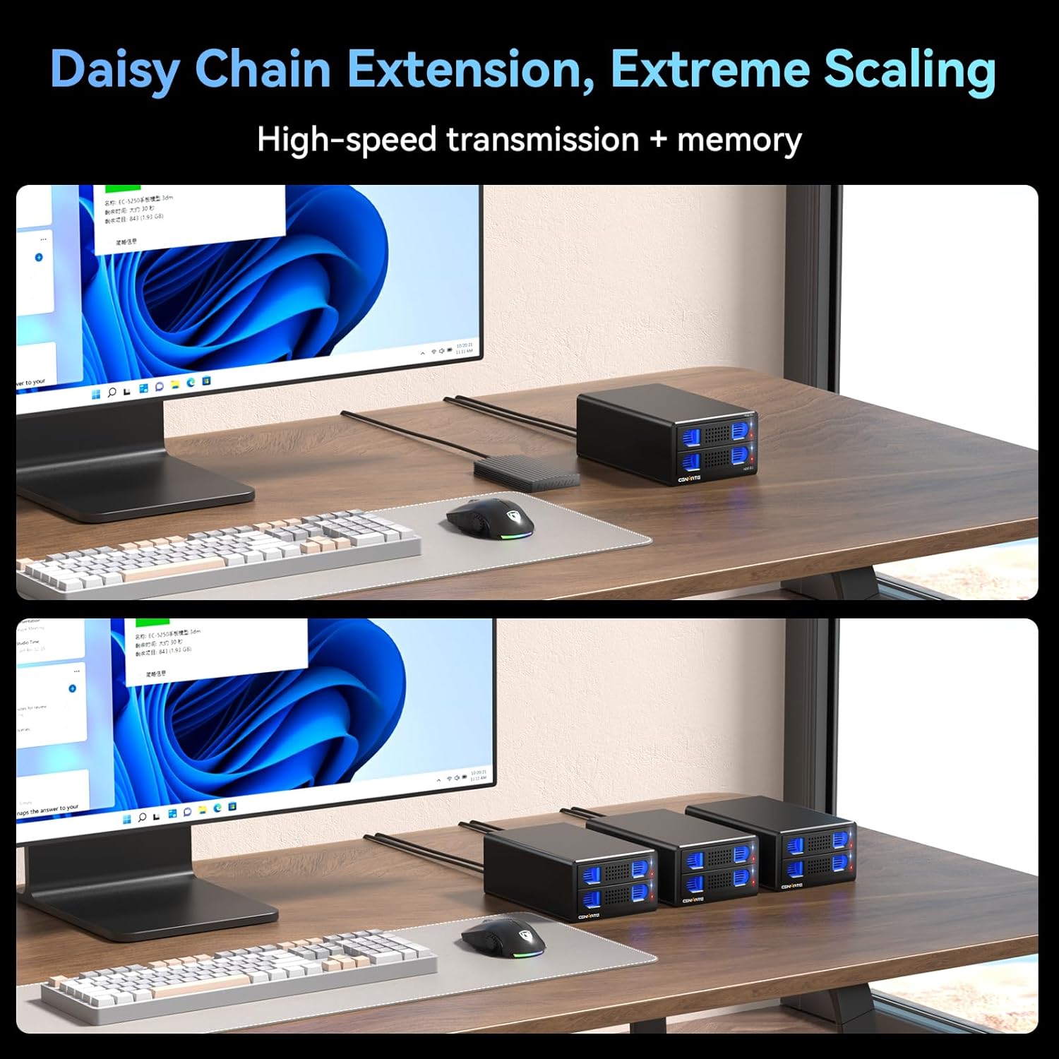 CENMATE Dual-Bay Hard Drive Enclosure — USB 3.0, Aluminum with Silent Cooling Fan