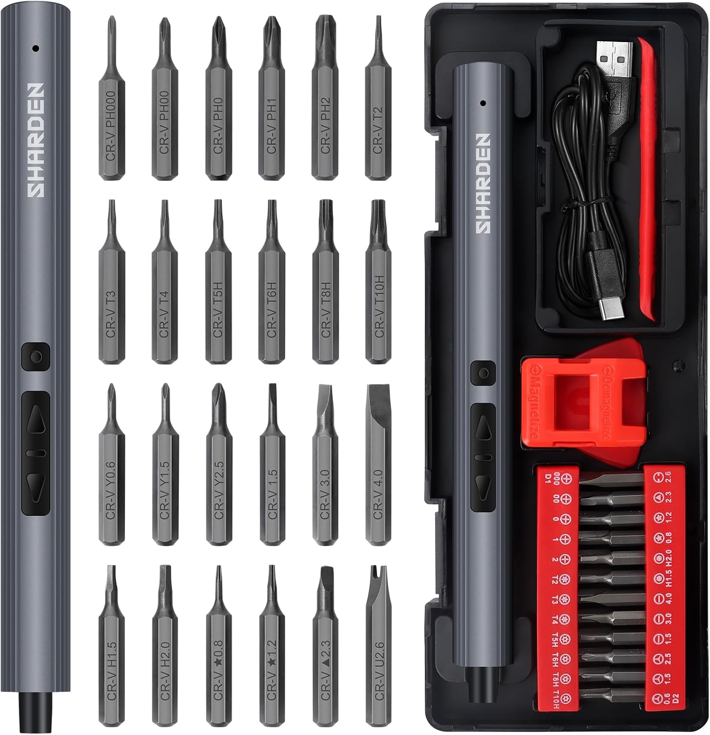 SHARDEN Mini Electric Screwdriver Kit — 29-in-1 Precision Tool