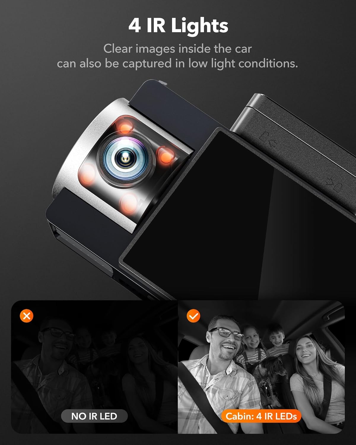 WOLFBOX i17 4K 3 Channel Dash Cam Built-in 5.8GHz WiFi GPS with 64GB Card, 4K+1080P+1080P Dash Cam Front and Rear Inside, Triple Car Camera with 3 Inch Screen, IR Night Vision, WDR, 24H Parking Mode