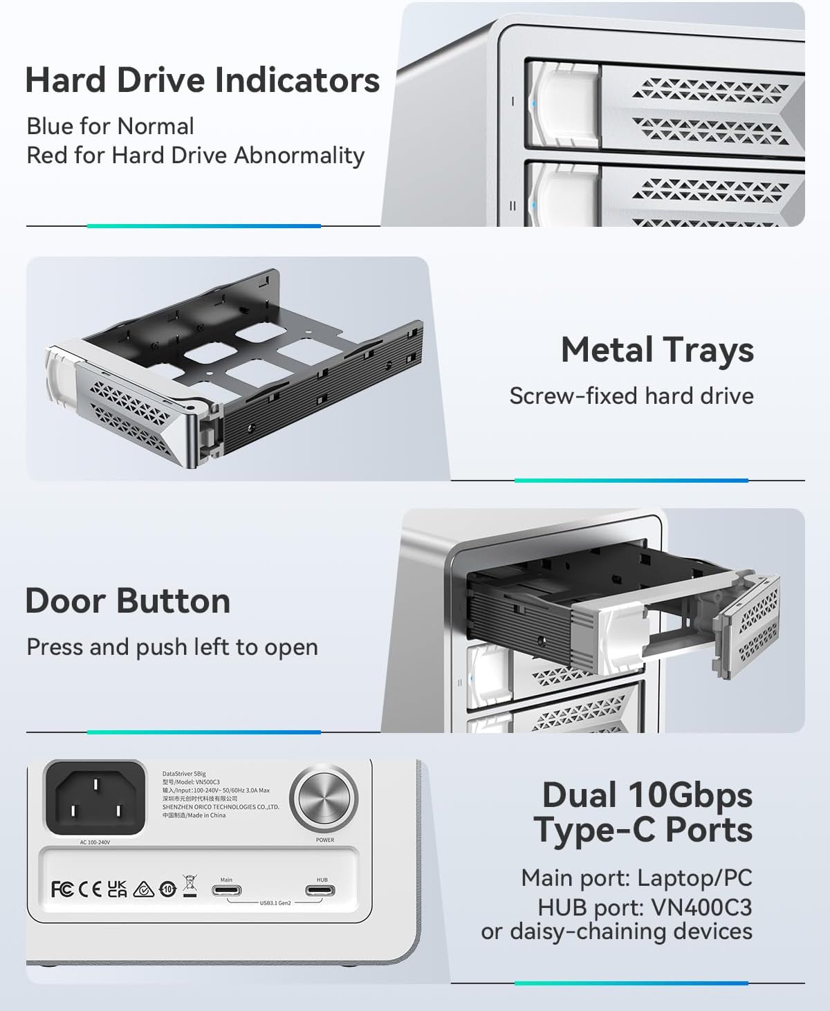 Yottamaster VN400C3 4-Bay USB-C Hard Drive Enclosure