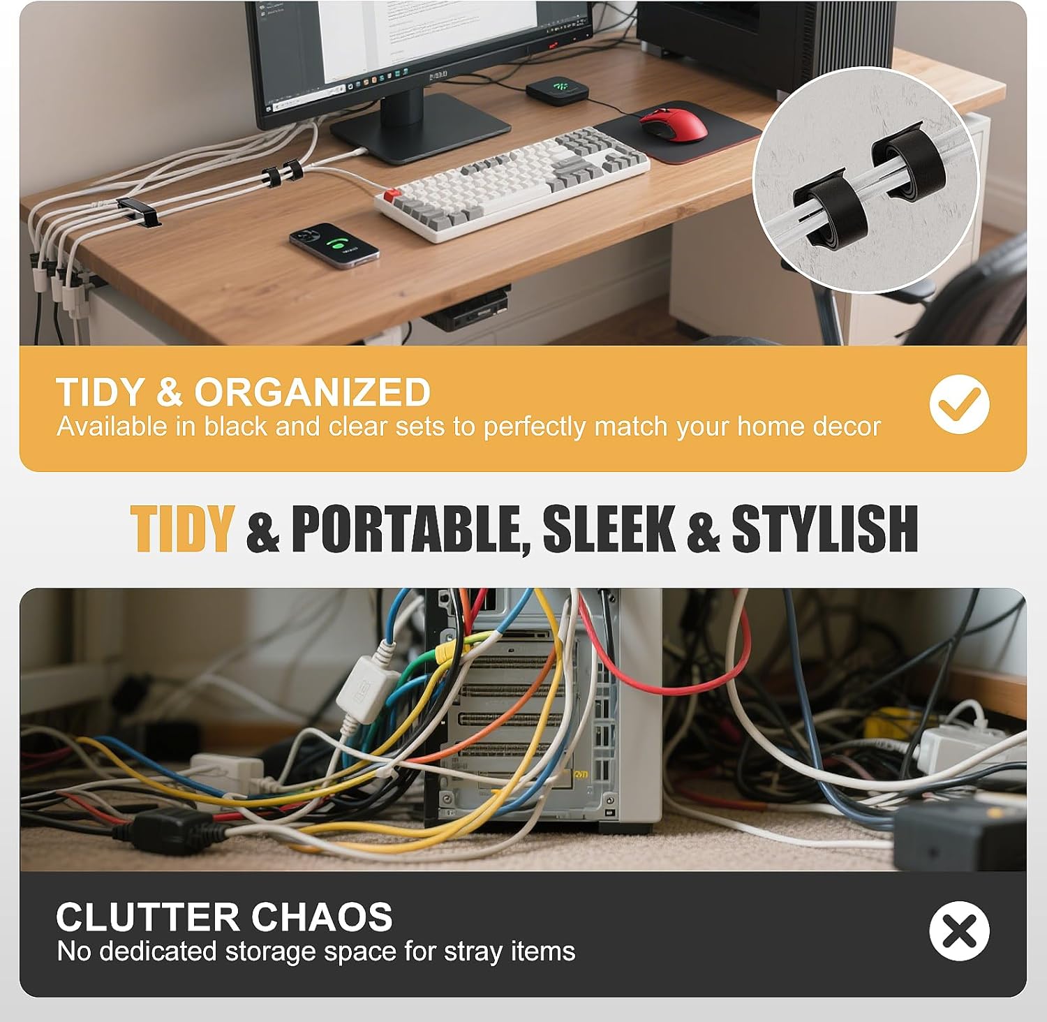 367-Piece Cable Management Kit — Desk, TV & Computer Organizer