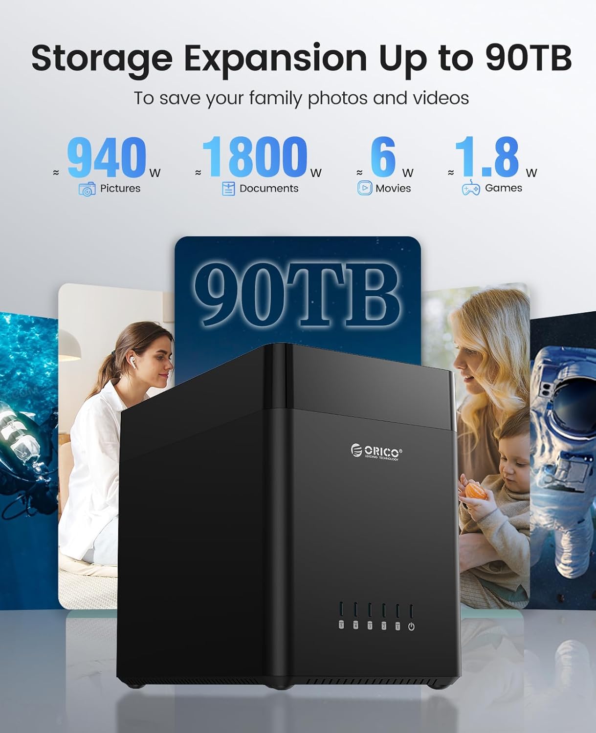 ORICO 5-Bay 3.5" USB-C Hard Drive Enclosure — DS500C3