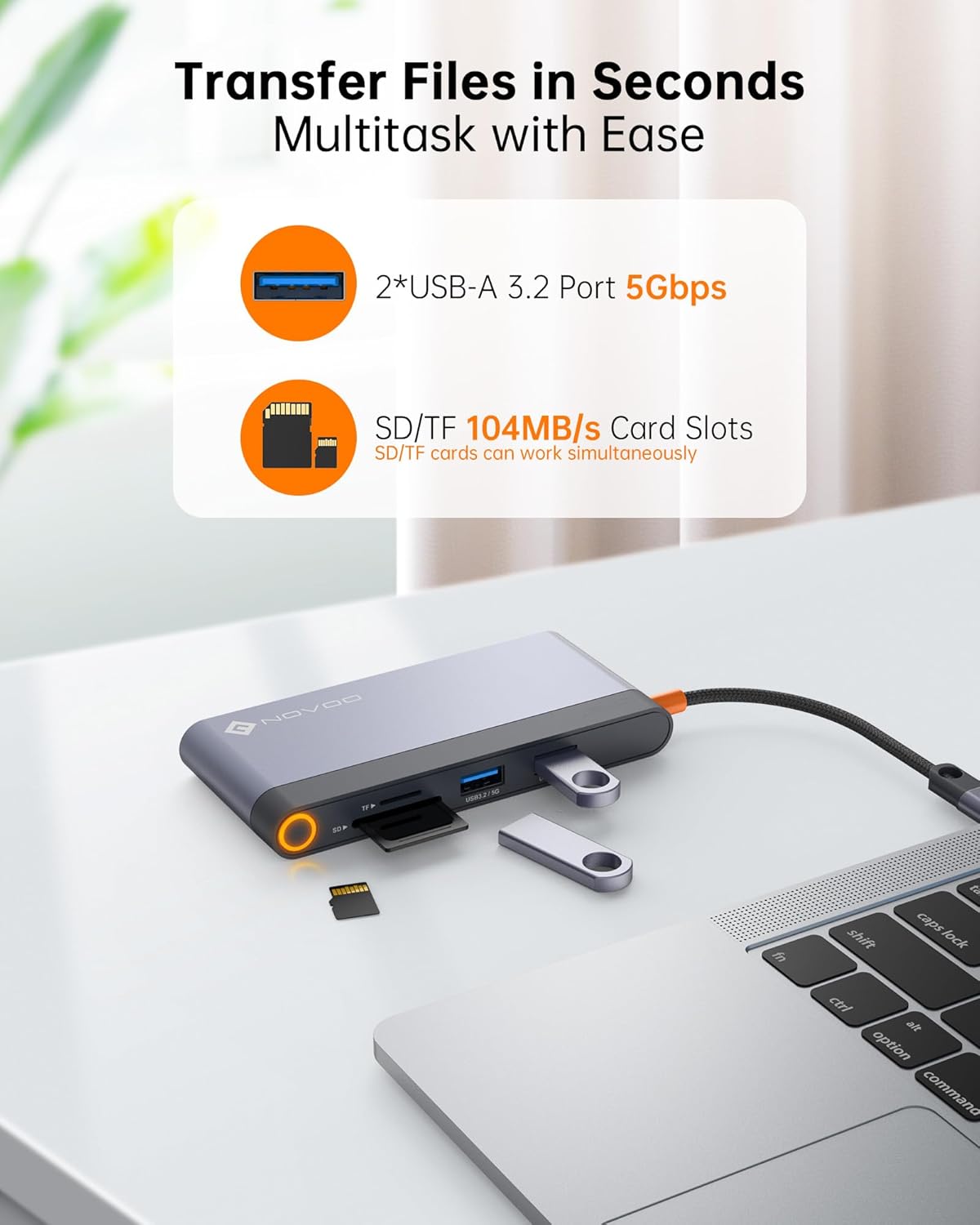 NOVOO 8-in-1 USB C Docking Station – Dual Monitor Laptop Dock with 2× 4K HDMI, 100W PD, Ethernet