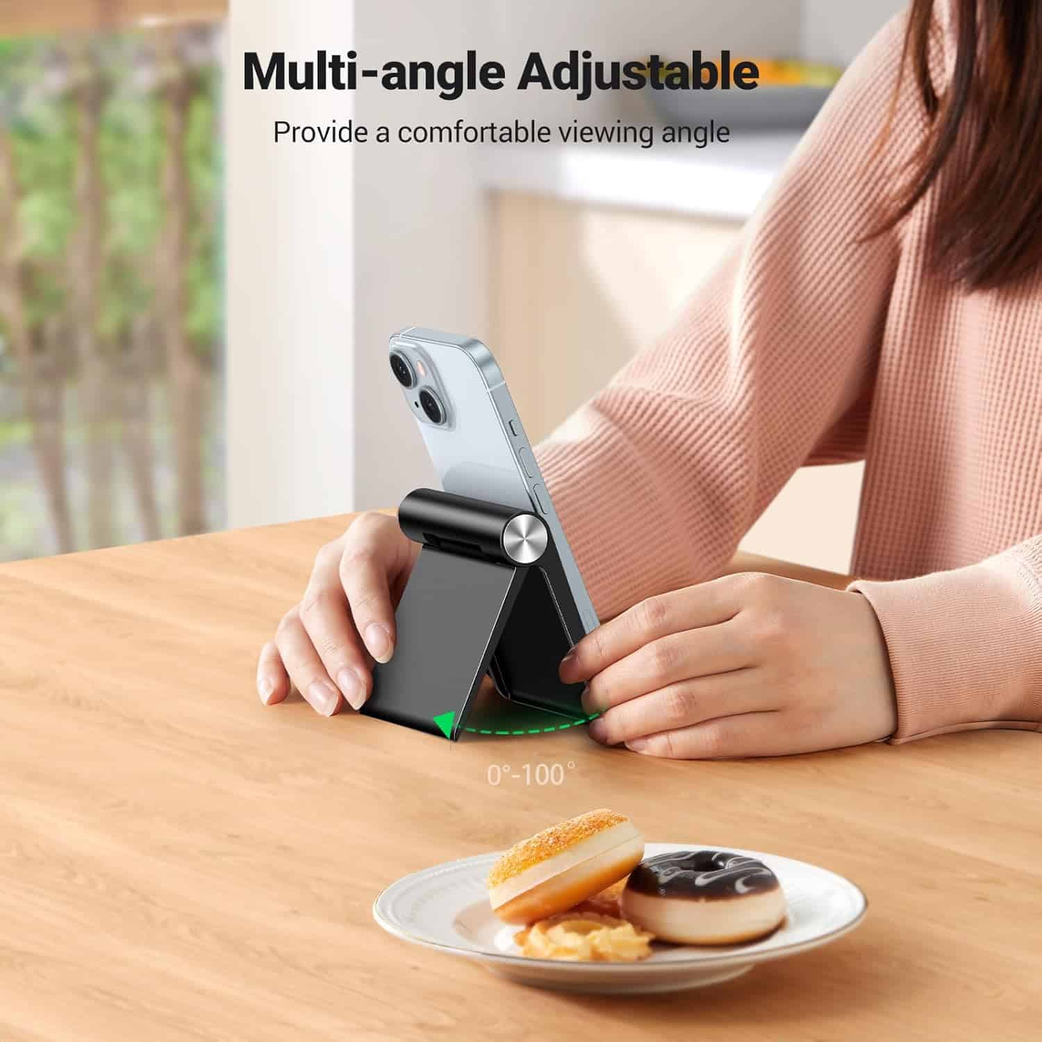UGREEN Cell Phone Stand, Smartphone Holder for Desk, Adjustable and Foldable