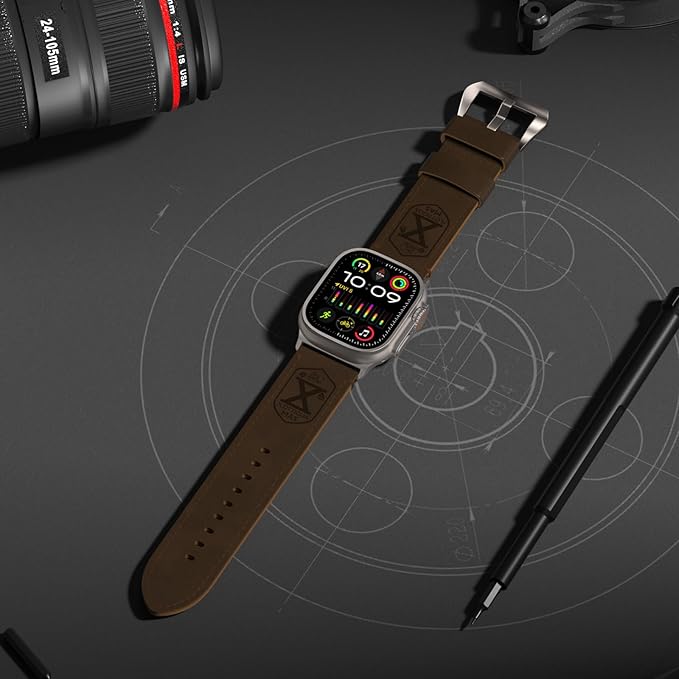 VSANT Vintage Leather Compatible with Apple Watch Ultra 2 / Ultra Band 49mm 45mm 44mm Men Women, 26mm Wide Wrazy Horse Leather Strap for iWatch Ultra Series 9 8 7 6 5 4