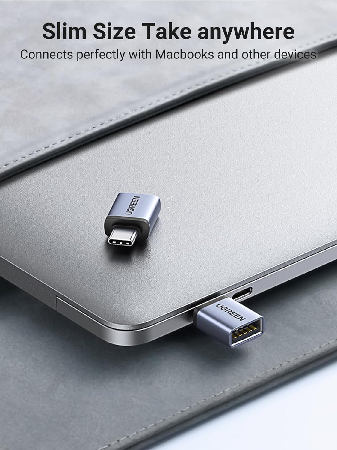 UGREEN USB C to USB Adapter 10Gbps, 2 Pack Type A Female to Type C Male Adaptor Aluminum OTG Cable Compatible with iPhone 16 15 Pro Max MacBook Air iPad Galaxy S24, Thunderbolt 4/3 Devices Space Gray