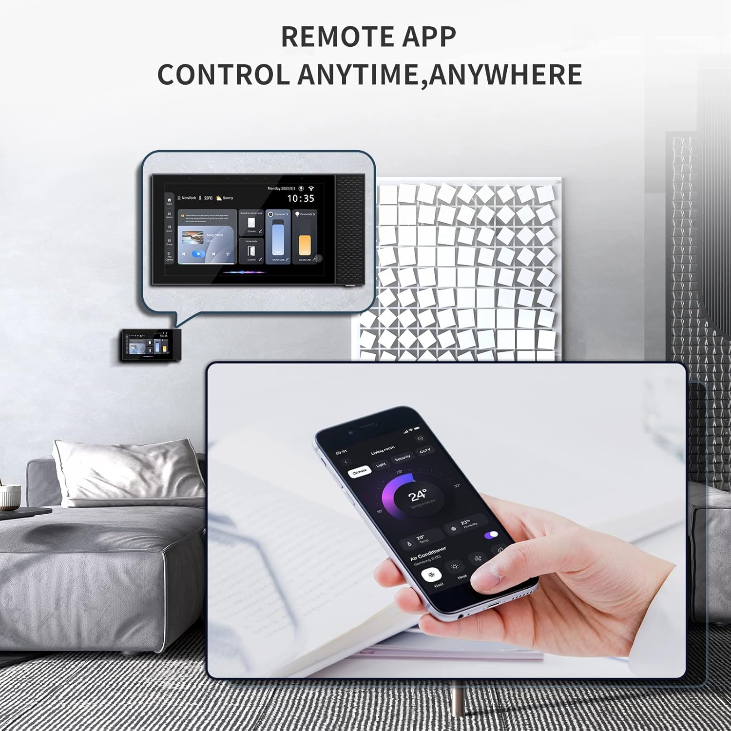 Smart Home Control Panel,Dimmer and Background Music Player, WiFi 6.8 Inch Zigbee Gateway Switch Panel in-Wall Touchscreen Control for Smart Light Various Tuya Smart Appliances Smart Gift
